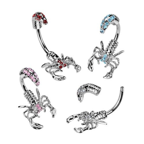 Lot 4 Piercings Nombril Scorpio Ventre Boule Scorpion Bijoux Acier Chirurgical Inoxydable Anti Allergique Banane Barbell Lovepiercing