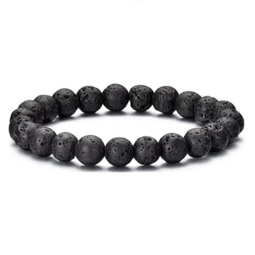 Bracelet Elastique Pierre De Lave Volcanique Naturelle Perle 6mm Lithothérapie Création Artisanale Française Lovepiercing