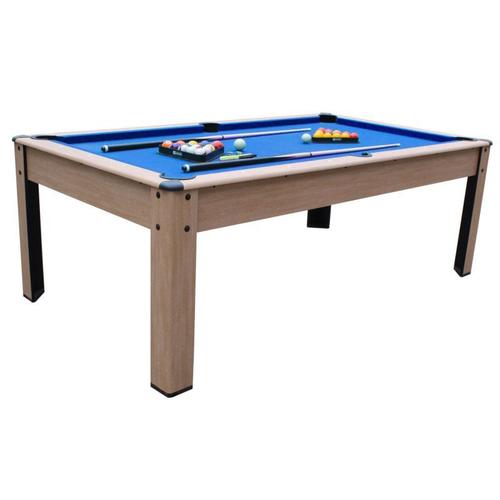 Billard convertible couleur bois Chêne 226 x 126cm - Ambiance - Bleu