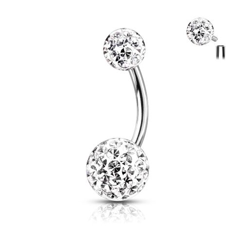 Piercing Nombril Ventre Boule Cristal Filetage Interne Perle Bijoux Acier Chirurgical Inoxydable Anti Allergique Banane Alexandrie Blanc Lovepiercing