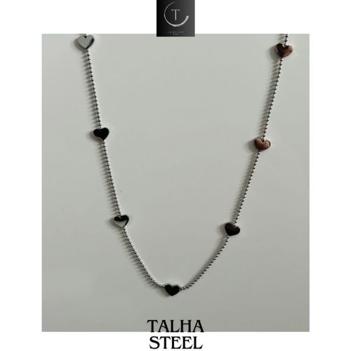 Collier En Acier Coeurs Argenté 