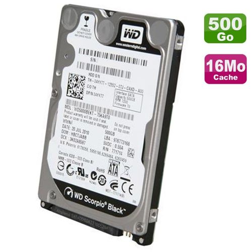 Disque Dur 500Go SATA 2.5" WD Dell Scorpio Black WD5000BPKT 16Mo