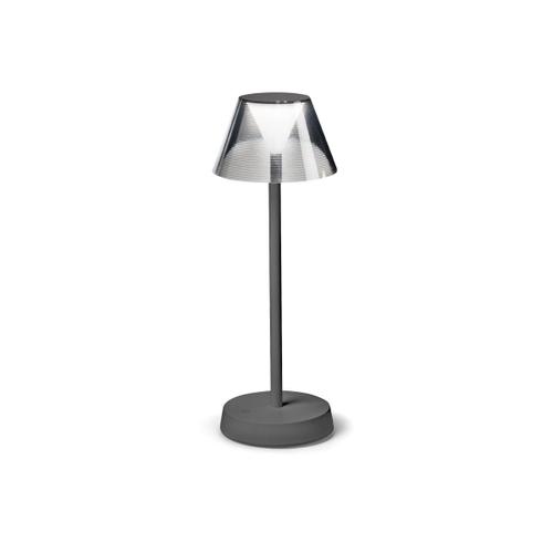 Ideal Lux Lolita Lampe De Table Led Intégrée À Intensité Variable Grise, Interrupteur Intégré, 3000k, Ip54