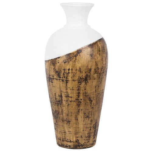 Terre cuite Vase décoratif 45 cm Blanc Noir BONA