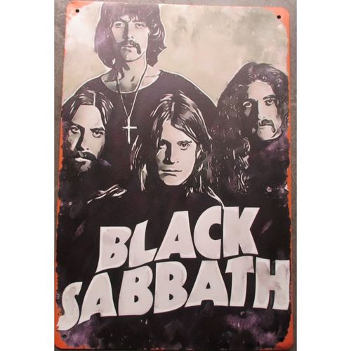 Plaque Black Sabbath Groupe De Rock 30x20cm Tole Aspect Vieillit