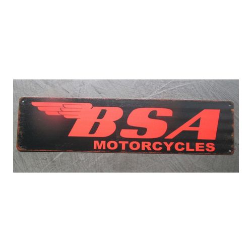 Plaque Decorative Bsa Motorcycles 46x10cm Tole Format Rue