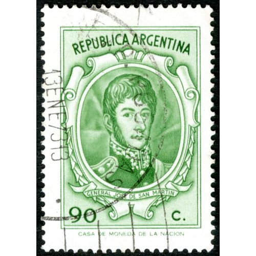 Timbre Oblitéré Republica Argentina, General Jose De San Martin, 90 C