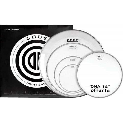 Code Drumheads Fpdnaclrr - Pack Dna Transparente Rock 10 12 16 22 + 14 Dna Offerte