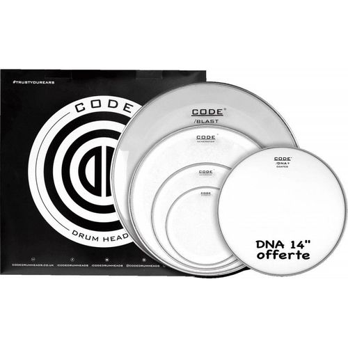 Code Drumheads Fpgenclrr - Pack Transparente Rock 10 12 16 22 + 14 Dna Offerte