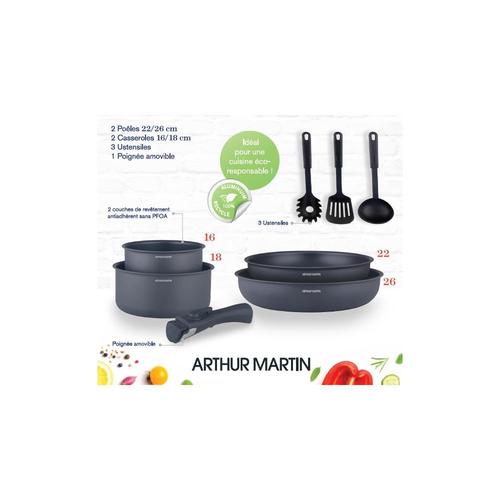 Set batterie de cuisine amovible Arthur Martin - 8 pièces –