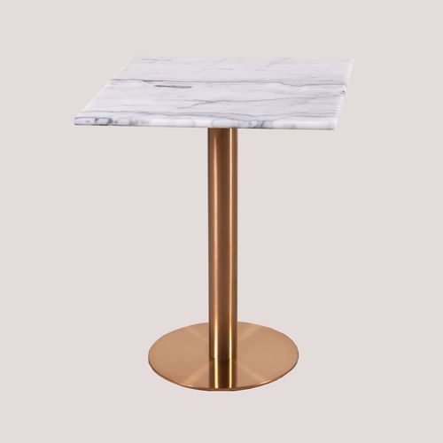 Table De Bar Carrée En Marbre Métallique Chack Or Rose ↔︎ 60 Cm