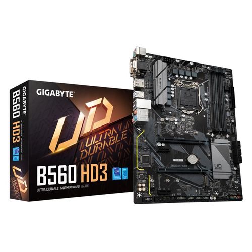 Gigabyte B560 HD3 - 1.0 - carte-mère - ATX - Socket LGA1200 - B560 Chipset - USB 3.2 Gen 1 - Gigabit LAN - carte graphique embarquée (unité centrale requise) - audio HD (8 canaux)