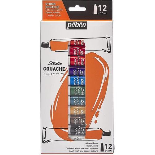 12 Tubes De Peinture - Gouache - Beaux-Arts - Pébéo Studio - 12ml