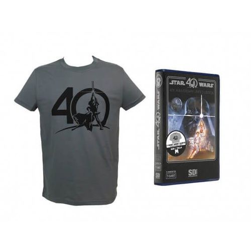 T-Shirt Star Wars - Logo 40th Anniversary Boite Vhs Gris Homme Taille L