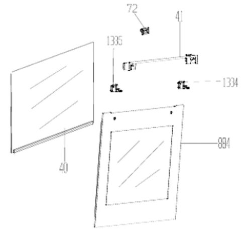 Vitre extérieure grand four (repère 884) Four cuisinière (210443403 BEKO)