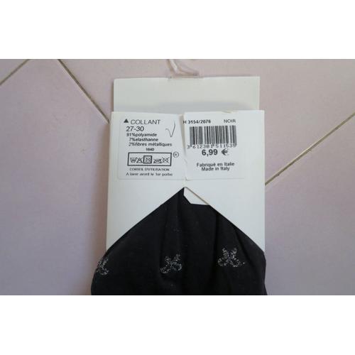 2596 : Collants Noirs Neufs T27/30 4ans Monoprix Ebondy