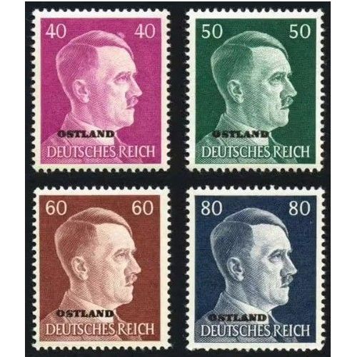 Allemagne, 3ème Reich 1941, Occupation Des Pays Baltes Et De La Russie, 4 Timbres Neufs** Luxe Yvert 37 38 39 40, Chancelier Hitler Avec Surcharge "Ostland".