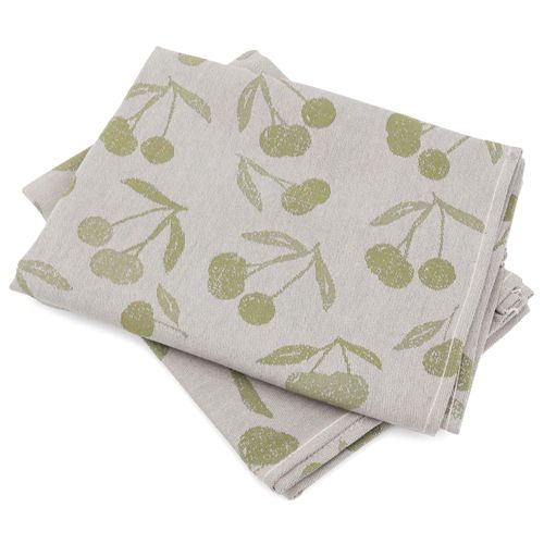 Lot De 2 Torchons De Cuisine Toile 50x70 Cm Coton Bing Vert