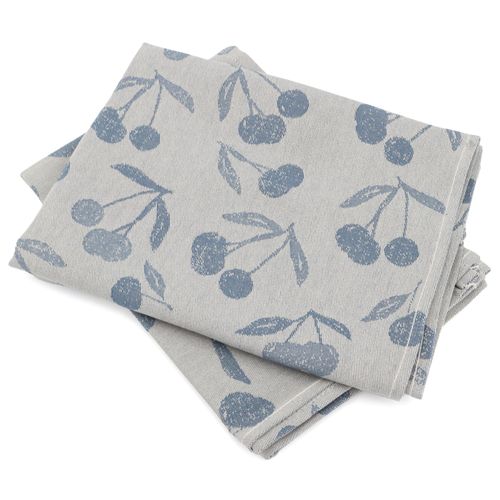 Lot De 2 Torchons De Cuisine Toile 50x70 Cm Coton Bing Bleu