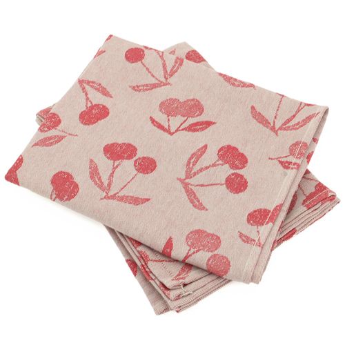 Lot De 2 Torchons De Cuisine Toile 50x70 Cm Coton Bing Rouge