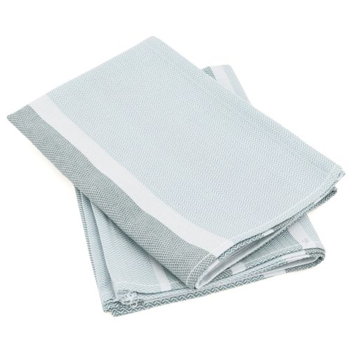 Lot De 2 Torchons De Cuisine Toile 50x70 Cm Coton Oton Bleu