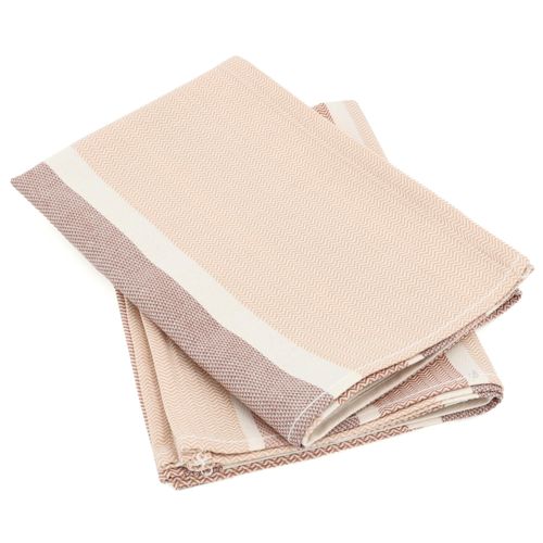Lot De 2 Torchons De Cuisine Toile 50x70 Cm Coton Oton Marron