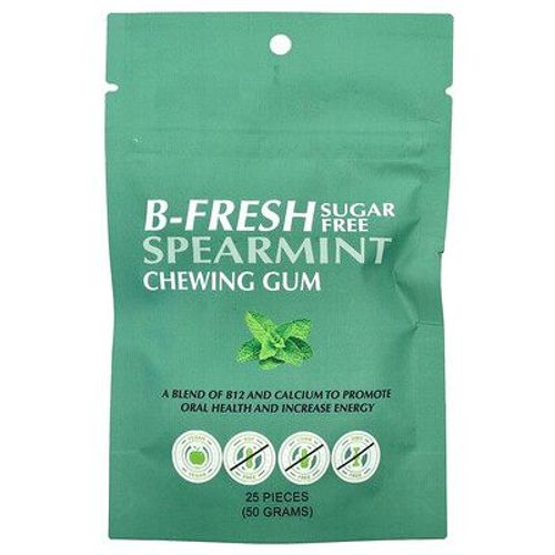 B-Fresh, Chewing-Gum, Menthe Verte, Sans Sucre, 25 Pièces (50 G)