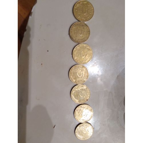 Pièces De Monnaie E 5 Centimes De Franc Année 1966(2)/1978(2)/1984(2)/1987(1)