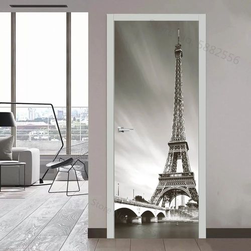 Autocollant de Porte de Paysage de Ville de New York,Papier Peint Mural en Vinyle,Décor de Maison,Art,Affiche d'Escalier