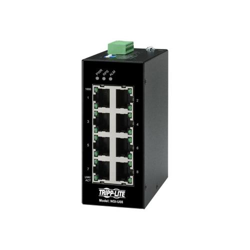 Tripp Lite Unmanaged Industrial Gigabit Ethernet Switch 8-Port - 10/100/1000 Mbps, DIN Mount - Commutateur - non géré - 8 x 10/100/1000 - Montage sur rail DIN - Tension CC - Conformité TAA