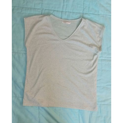 T-Shirt Only Vert Paillettes Top Femme M Débardeur Sans Manches - Neuf