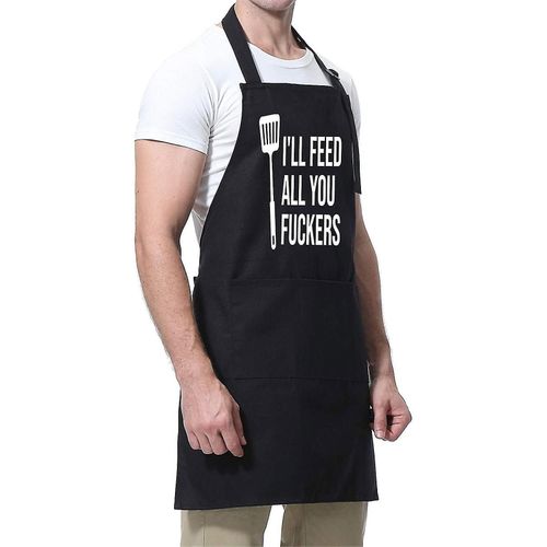 Je vais nourrir tous vous baisers drôle de tablier avec des poches résistant à l'eau pour les femmes hommes cuisson barbecue grill tablier pendant cou