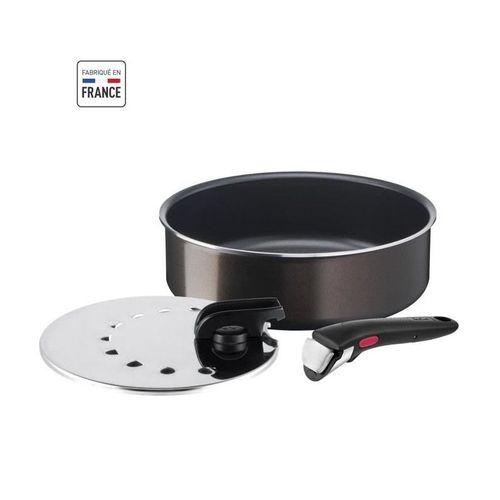 Tefal Ingenio L1509002 Lot De 3 Pieces, Sauteuse 24 Cm + Couvercle + Poignée, Pas D'induction, Antiadhésif, Fabriqué En Franc