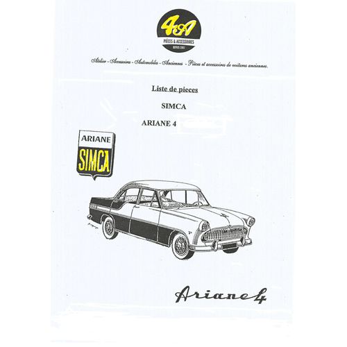 Listes Des Pièces & Accessoires Simca Ariane 4 Et16 1959