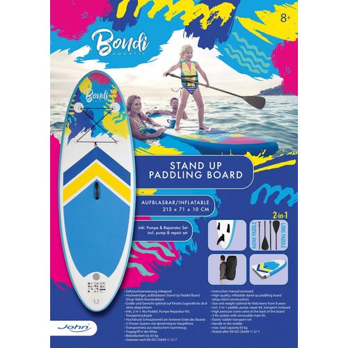 John Inflatable Stand-Up Paddle Bondi 213 X 71 X 10 Cm, With Carry Bag, Paddle Set, Pump, Repair Set, In Carton With Poster