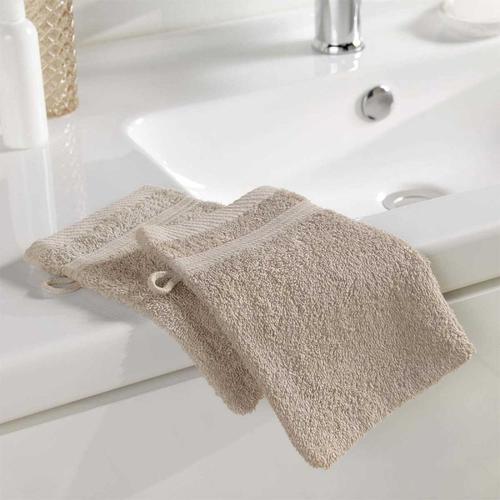 Lot De 2 Gants De Toilette "Tendresse" 15x21cm Taupe