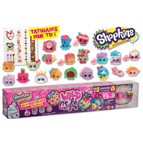 Shopkins S9 - Wild Style Sk9 Wild Style - Mega Pack (20 Shopkins + Tatouages)