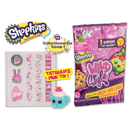 Shopkins S9 - Wild Style Sk9 Wild Style - Sachet (1 Shopkins + Tatouages) - Asst. En Présentoir 24pcs