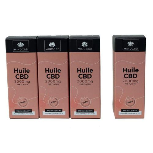 Lot 4 Huiles Cbd Premium Full Spectrum 20% / 2000mg (3 Flacons Achetés + 1 Offert) 