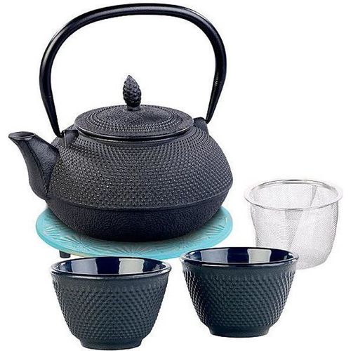 Service À Thé Style "Tetsubin" Pour 2 Personnes - Bleu / Noir