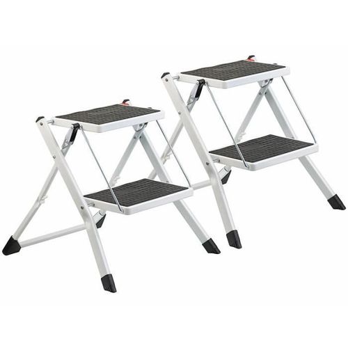 2 Marchepieds Pliables En Acier Avec Revêtement Antidérapant - 2 Marches