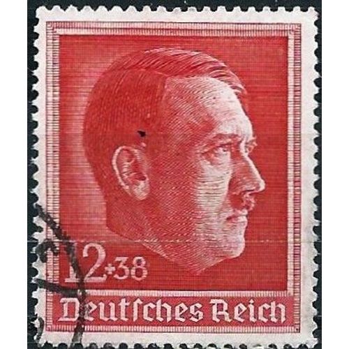 Allemagne, 3ème Reich 1938, Beau Timbre Yvert 607, 49ème Anniversaire Chancelier Hitler, 12 + 38pf Rouge Carmin, Oblitéré, Tbe.