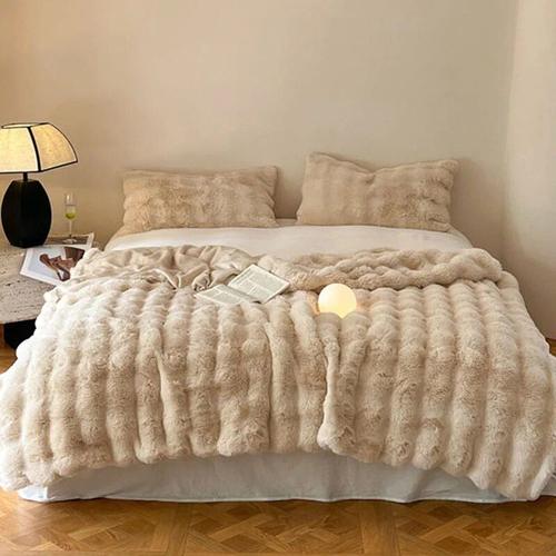 Couverture En Peluche ¿¿Paisse En Fausse Fourrure De Lapin",Couvertures R¿¿Publicaines,Couvertures Chaudes Pour Lits,Canap¿¿,Doux Et Confortable,Haut De Gamme,"Hiver