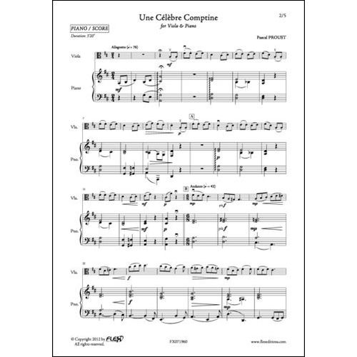Pascal Proust : Une Célèbre Comptine For Viola & Piano - Flex Editions
