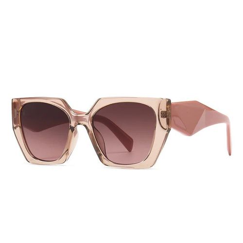 Lunettes De Soleil Rétro Polygone ?Il De Chat Pour Femmes",Marque De Styliste De Mode,Nuances Dégradées,Léopard,Transparentes,"Uv400 - Type Trans Tea