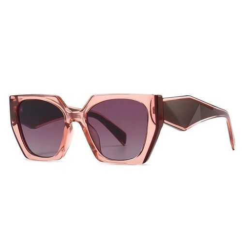 Lunettes De Soleil Rétro Polygone ?Il De Chat Pour Femmes",Marque De Styliste De Mode,Nuances Dégradées,Léopard,Transparentes,"Uv400 - Type Trans Purple