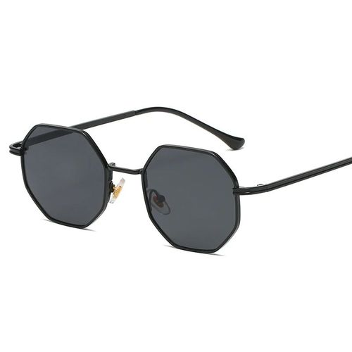 Lunettes De Soleil De Forme Polygone En Métal Pour Femme Et Homme",Monture Vintage,Marque De Luxe,Design,Miroir,"Gafas De Sol Uv400 - Type Black-Or