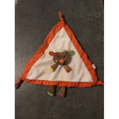 Minimi Doudou Plat Tuck Mouton Orange Beige Triangle Mimitoys 