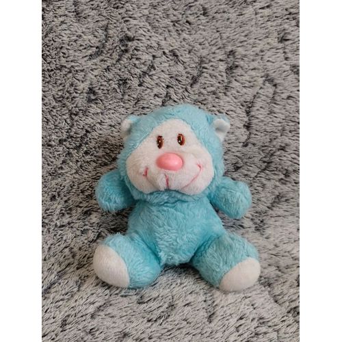 Peluche Ours Bleu Et Blanc Vintage - Doudou A Grand Sourire