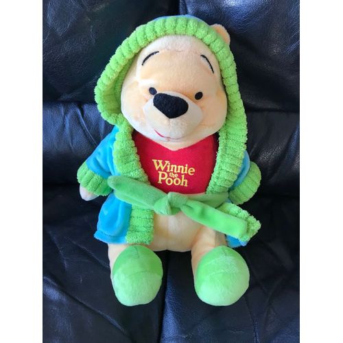 Doudou Winnie The Pooh En Peignoir Vert Et Bleu 27cm Disney 